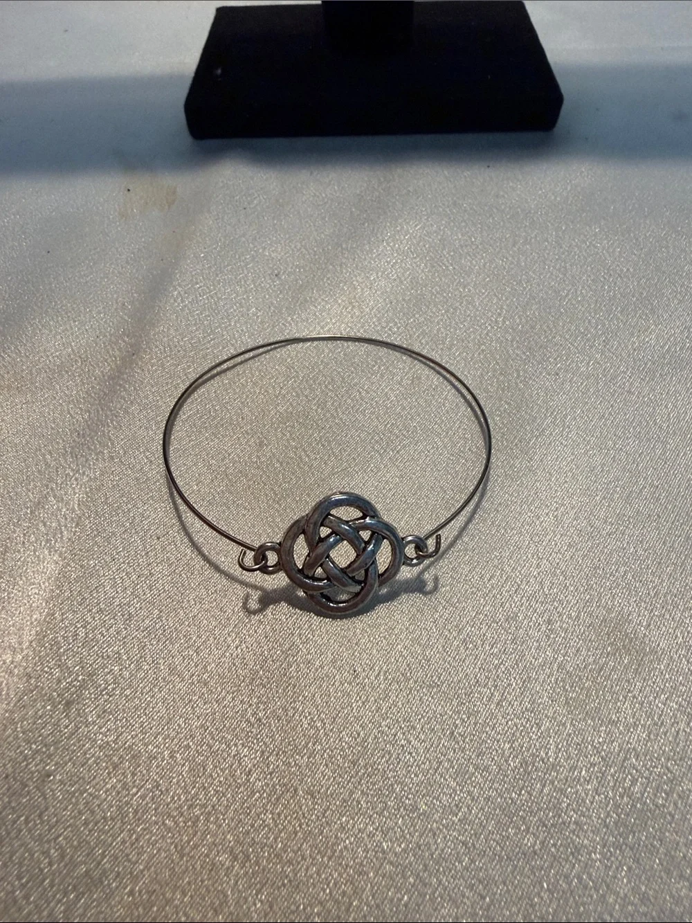 Sterling-Style Celtic Knot Wire Bangle Bracelet - Silver